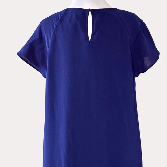 Adrianna Papell Slinky Knit High Low Corkscrew Ruffle Dress Blue 8 - Picture 7 of 9